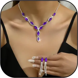 Bridal Wedding Jewelry Sets for Brides Bridesmaid Formal Rhinestone Necklace and Earrings Set Costume Jewelry for Women Prom Jewelry Set Accessories for Wedding Day