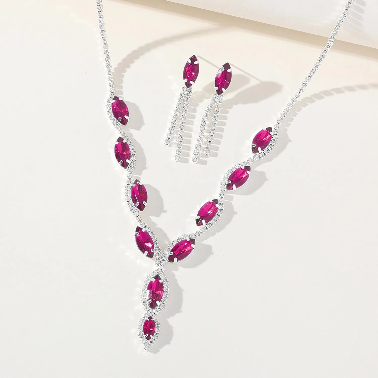 Bridal Wedding Jewelry Sets for Brides Bridesmaid Formal Rhinestone Necklace and Earrings Set Costume Jewelry for Women Prom Jewelry Set Accessories for Wedding Day
