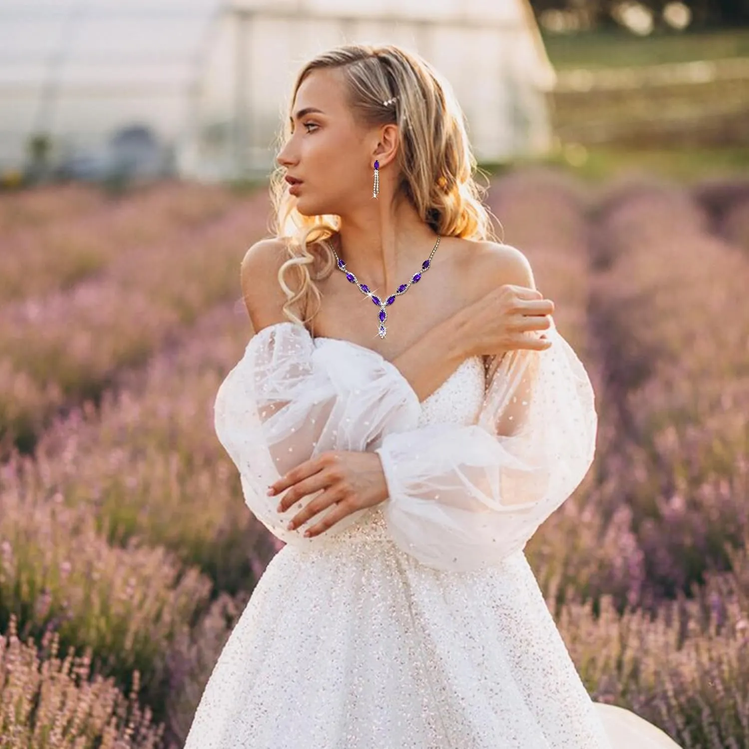 Bridal Wedding Jewelry Sets for Brides Bridesmaid Formal Rhinestone Necklace and Earrings Set Costume Jewelry for Women Prom Jewelry Set Accessories for Wedding Day
