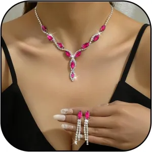 Bridal Wedding Jewelry Sets for Brides Bridesmaid Formal Rhinestone Necklace and Earrings Set Costume Jewelry for Women Prom Jewelry Set Accessories for Wedding Day