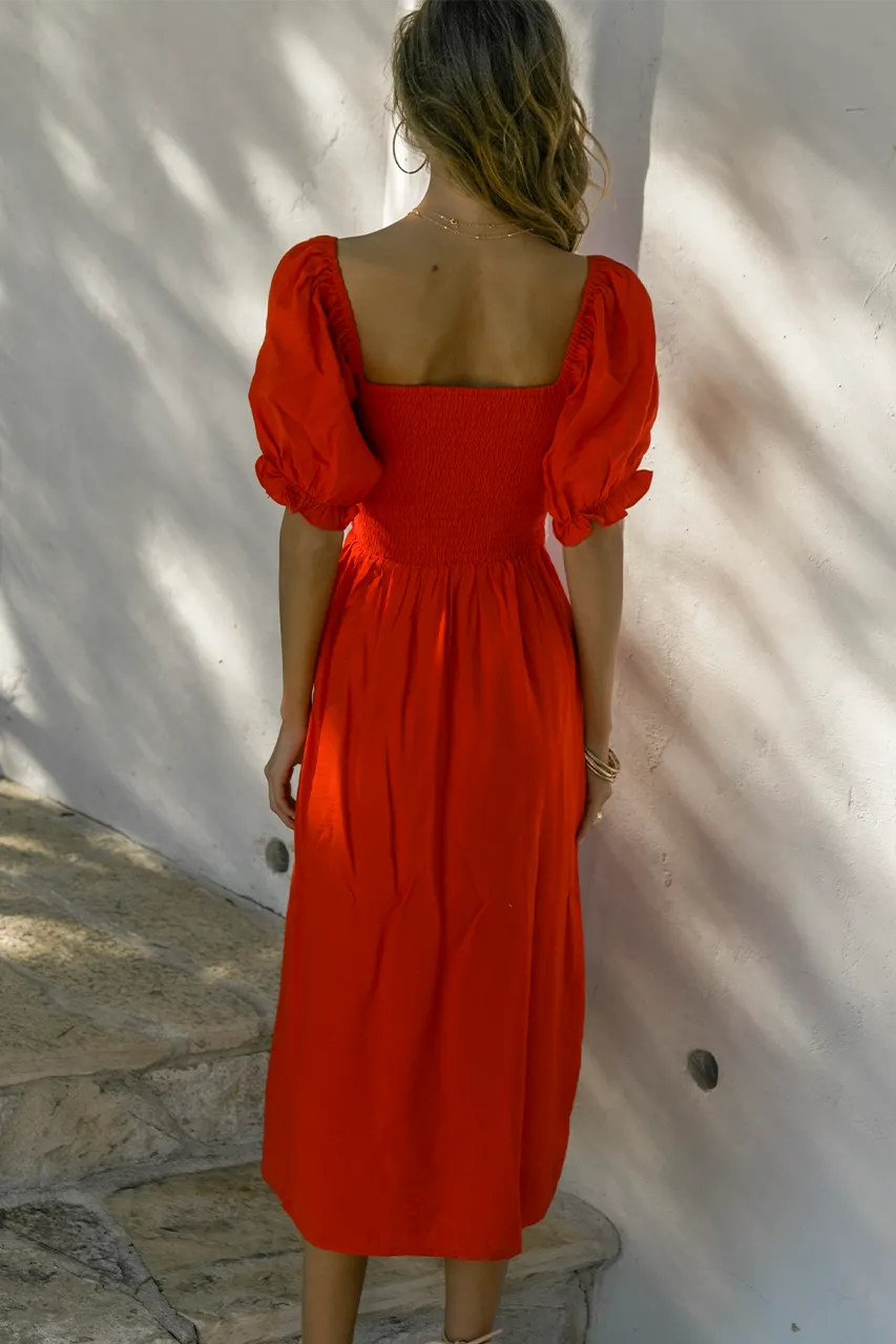 BRINLEY MIDI DRESS - RED