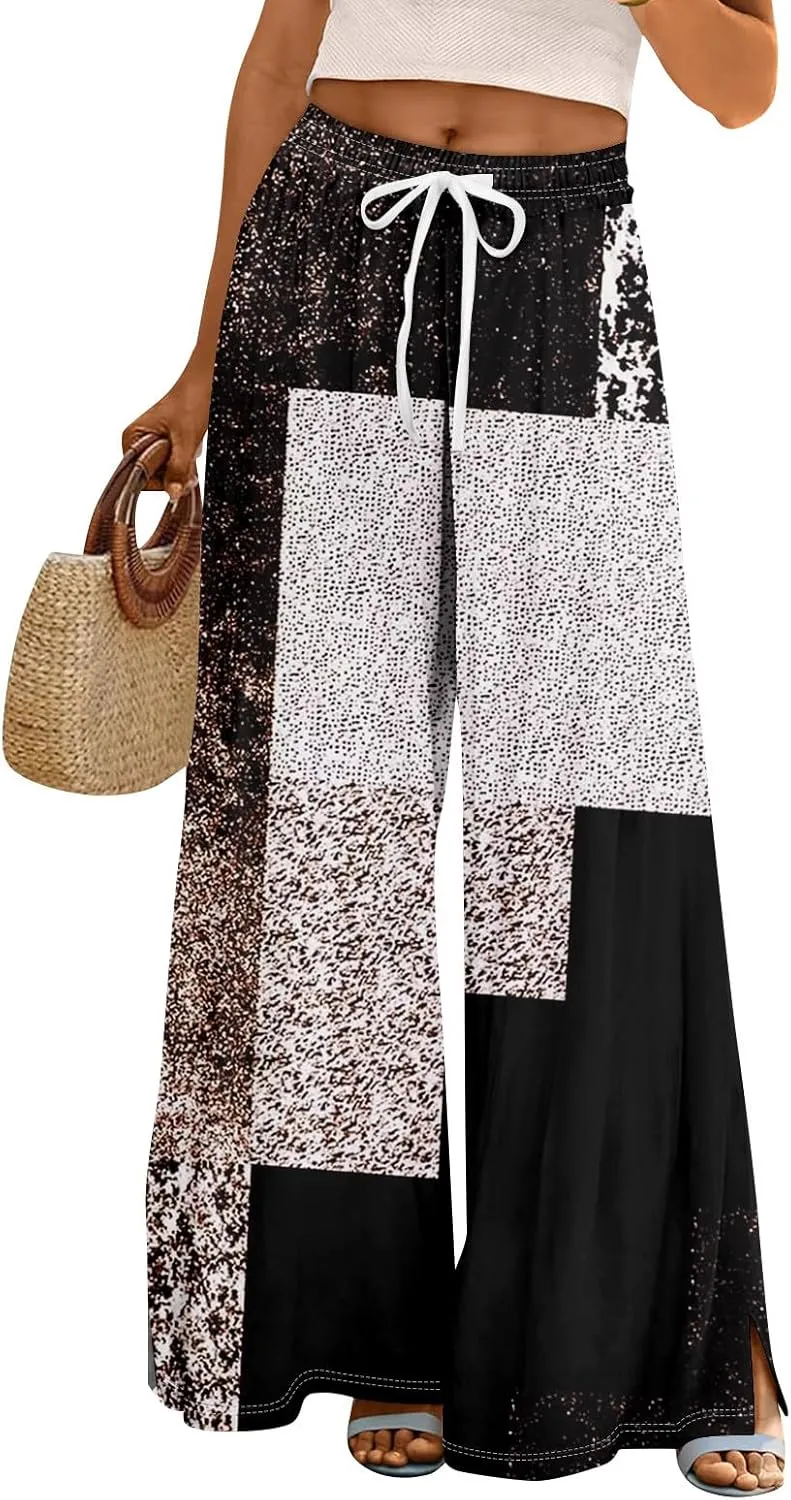 Business Casual Pants for Women Elastic Waist Dressy Baggy Trendy Casual Palazzo Relaxed Fit High Waist Trousers