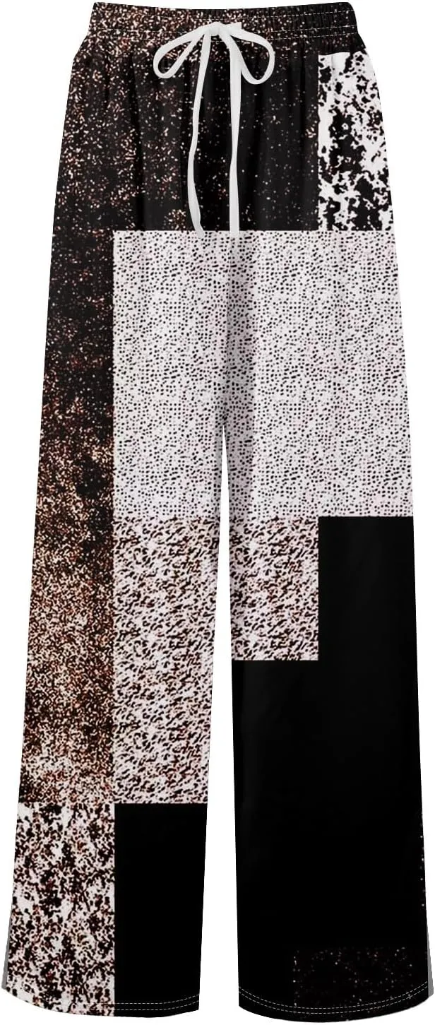 Business Casual Pants for Women Elastic Waist Dressy Baggy Trendy Casual Palazzo Relaxed Fit High Waist Trousers