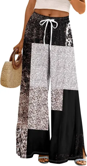 Business Casual Pants for Women Elastic Waist Dressy Baggy Trendy Casual Palazzo Relaxed Fit High Waist Trousers