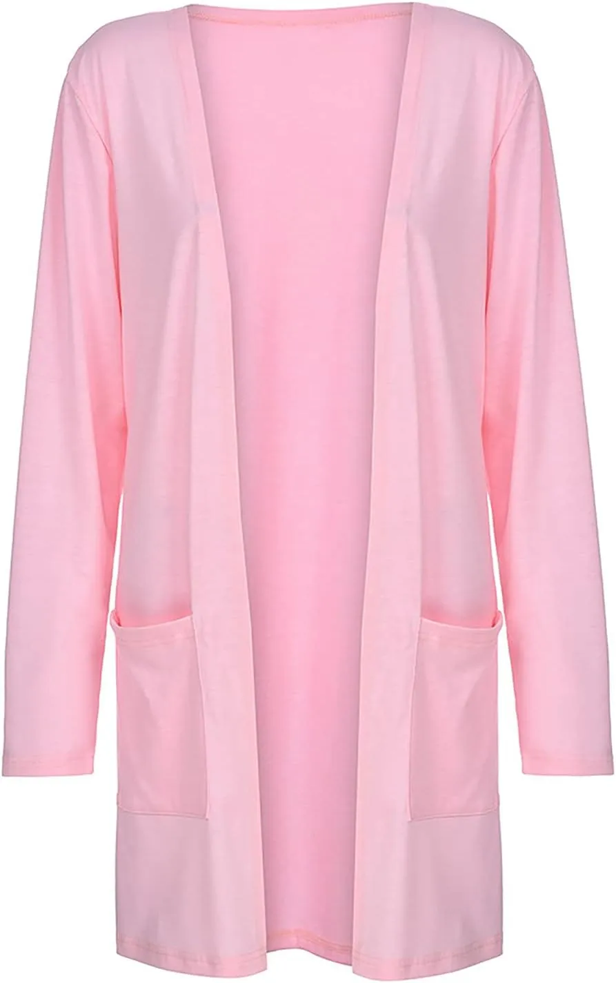 Cable Knit Cardigans for Women Long Sleeve Lightweight Cardigan Solid Color Open Front Cardigan with Pocket