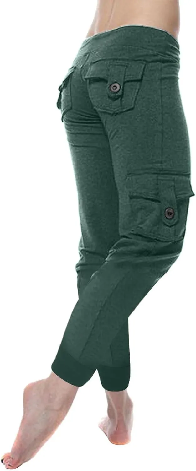Capri Pants for Women Lightweight Y2k Drawstring Casual High Wasit Stretch Pants Yoga Leggings with Pockets 2025