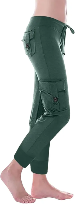 Capri Pants for Women Lightweight Y2k Drawstring Casual High Wasit Stretch Pants Yoga Leggings with Pockets 2025