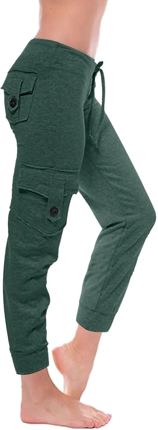 Capri Pants for Women Lightweight Y2k Drawstring Casual High Wasit Stretch Pants Yoga Leggings with Pockets 2025