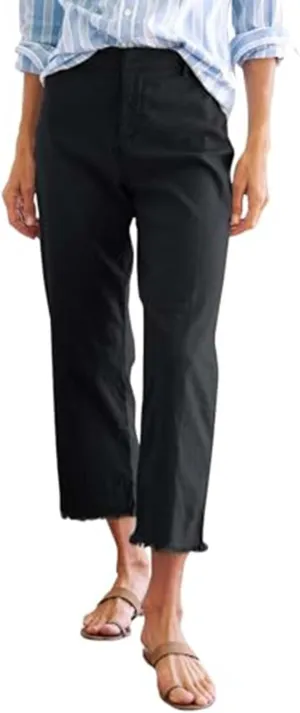 Capri Pants for Women Wide Leg Cropped Pants Casual Summer Relaxed Fit Knit Waist Cropped Pant Hiking Capris