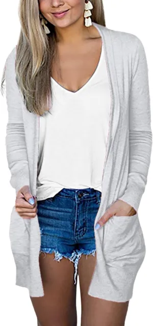 Cardigans for Women 2024 Fall Open Front Cardigan Coat Casual Lightweight Long Sleeve Solid Tops Blouses with Pockets