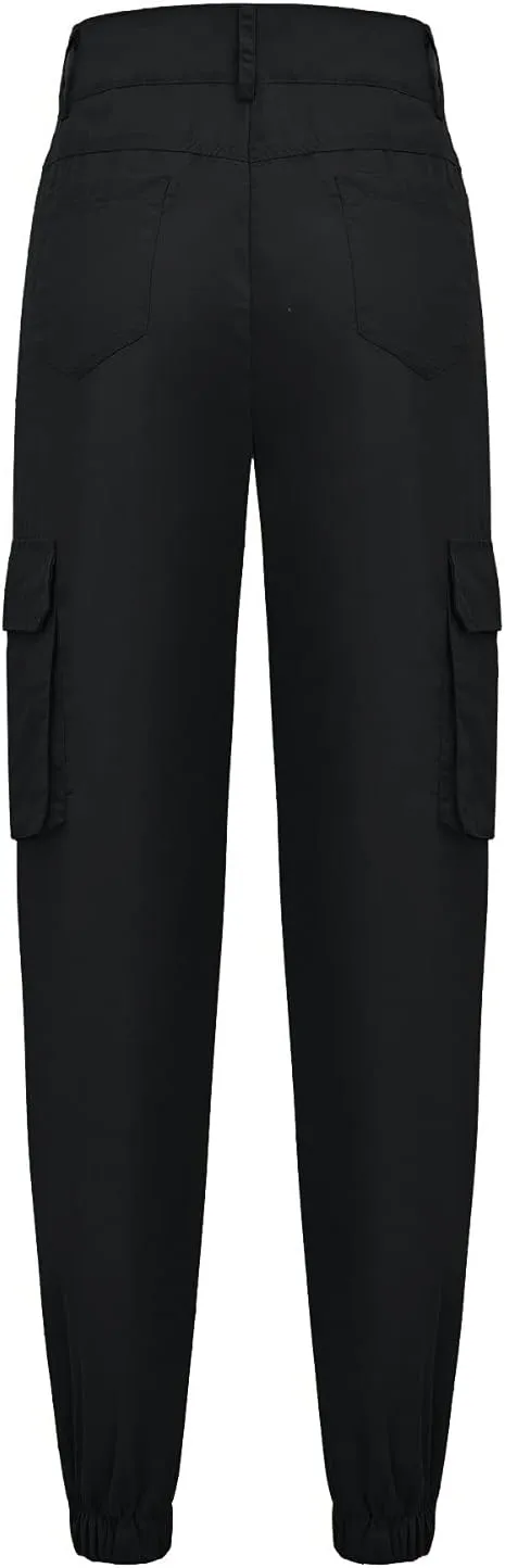 Cargo Joggers Women's Relaxed Fit Stretch Cargo Straight Pant Casual High Waist Military Outdoor Trousers Sweatpants