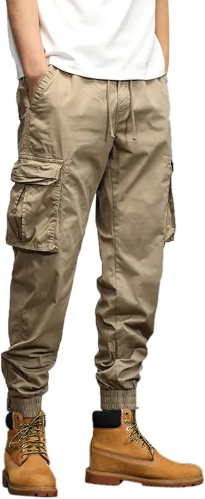 Cargo Pants for Men Big and Tall, Streetwear Khaki Baggy Pants with Zipper Pockets Men Outdoor Cargo Pant Relaxed Fit