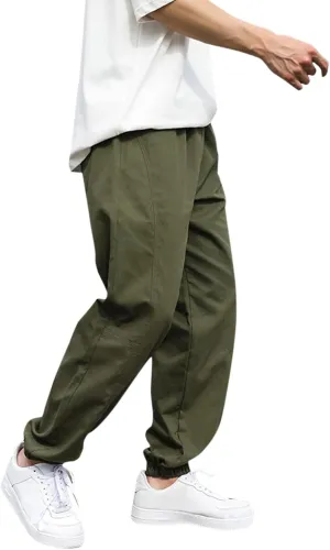 Cargo Pants for Men Big and Tall Thermal Winter Running Athletic Joggers with Pockets Men's Gym Training Jogger Pants