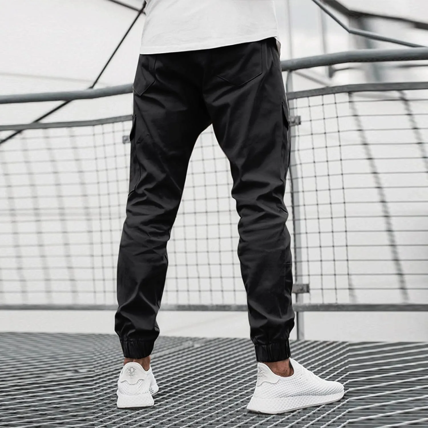 Cargo Trousers for Men Straight-Leg Trousers Mens Heavyweight Cargo Fleece Sweatpants Stretch Elastic Waist Jogger