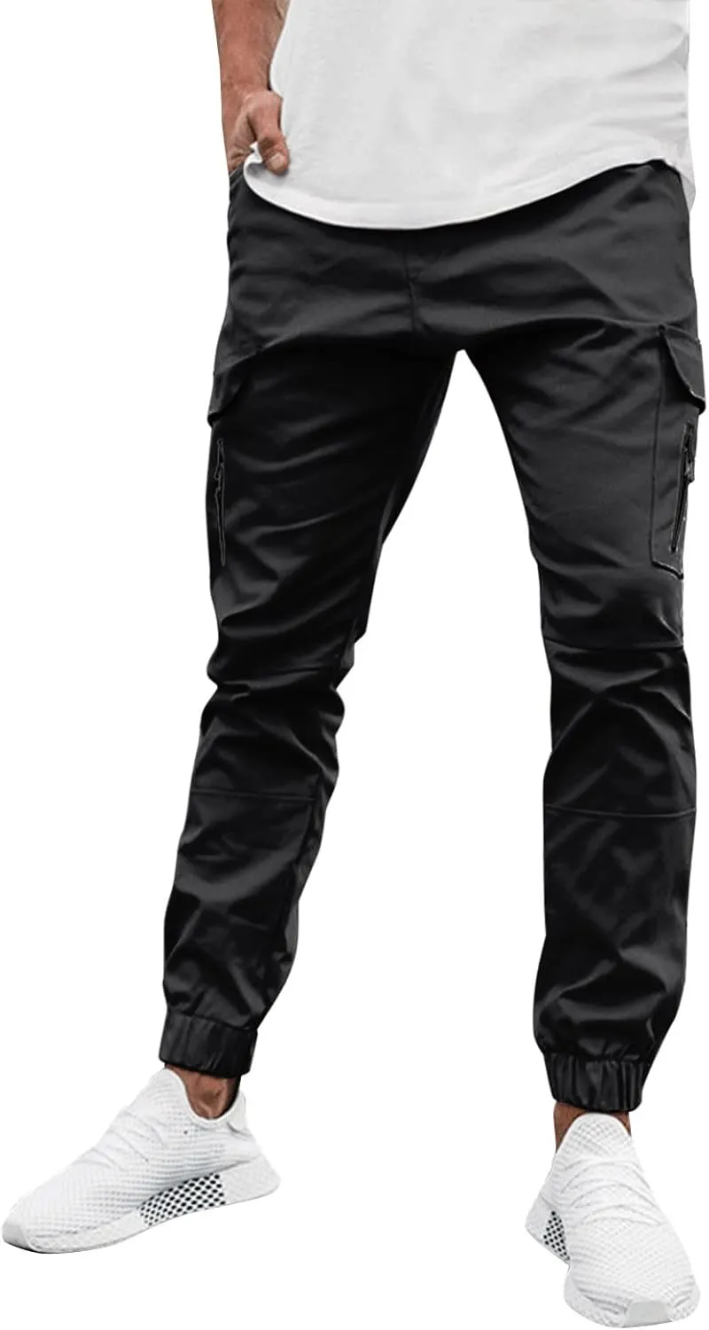 Cargo Trousers for Men Straight-Leg Trousers Mens Heavyweight Cargo Fleece Sweatpants Stretch Elastic Waist Jogger