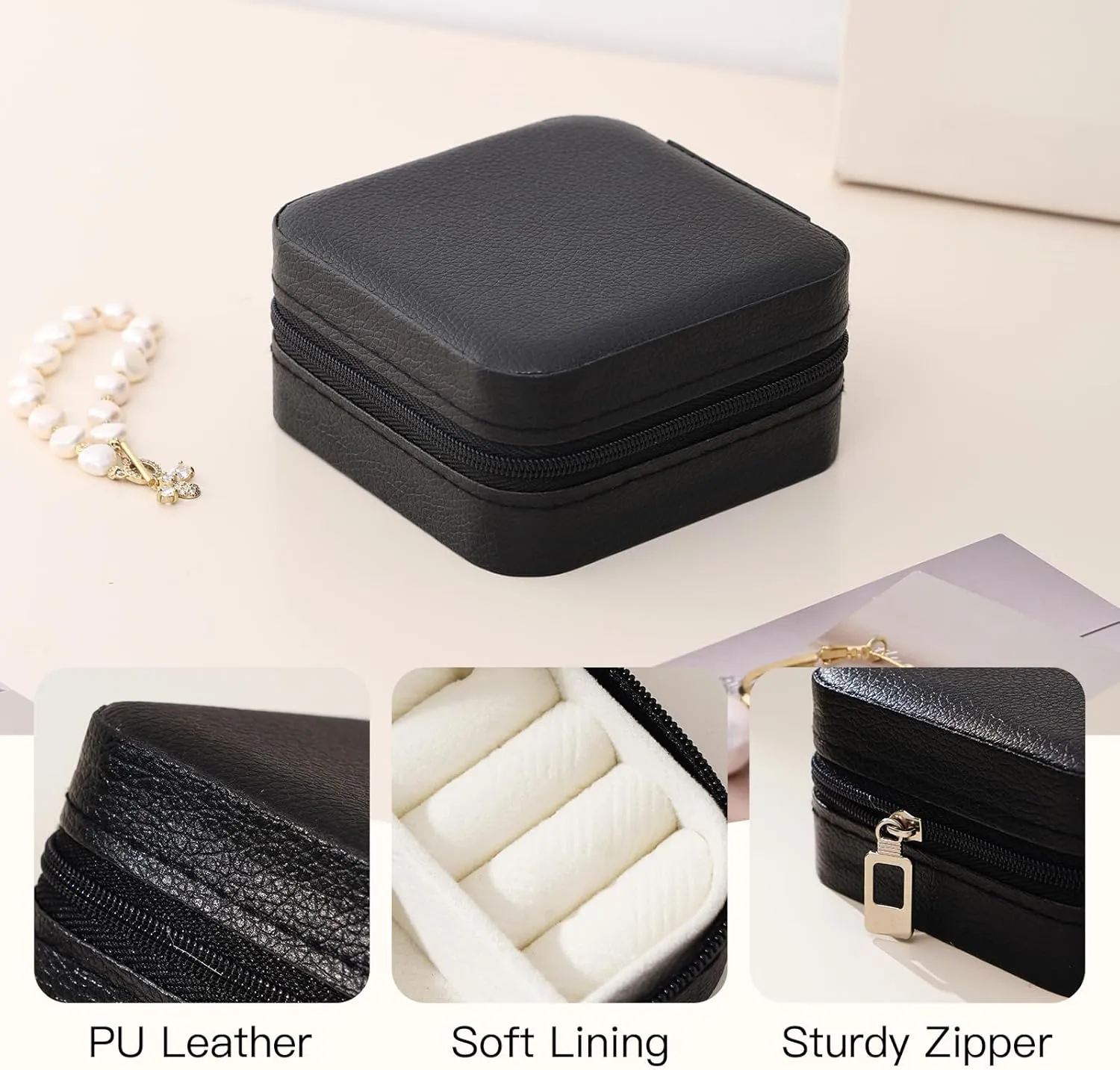 CASEGRACE Travel Jewelry Case, Small Jewelry Box Portable Jewelry Travel Organizer Display Storage Case for Rings Earring Necklace Bracelet, Gift for Women Girl