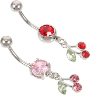 Cherry Belly Button Navel Rings Fashion Jewelry for Women Stainless Steel Belly Piercing Jewelry
