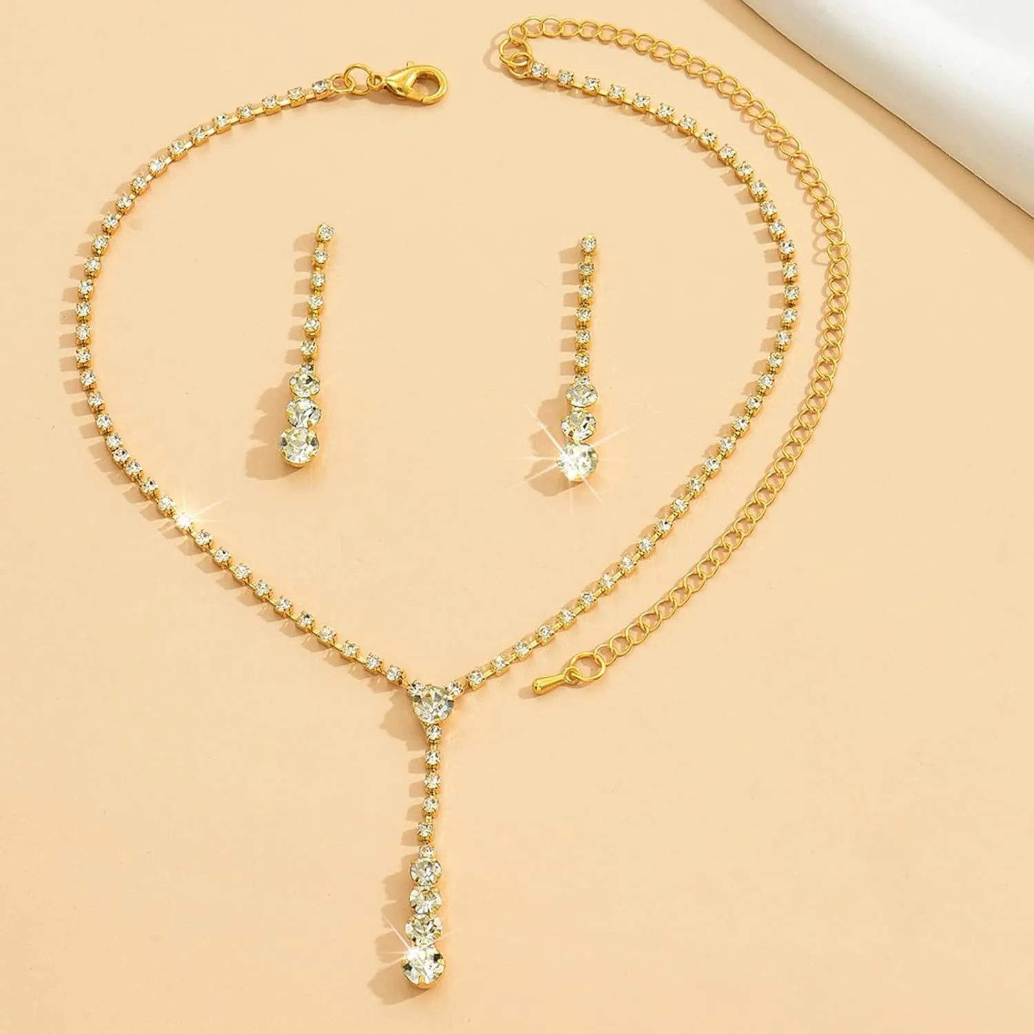 choice of all Wedding Jewelry Set for Brides Bridesmaids Silver Rhinestone Necklace Earrings Bracelet Sets Formal Costume Jewelry Prom Jewelry Sets for Women