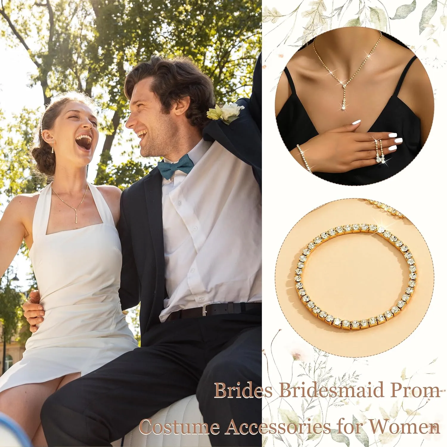 choice of all Wedding Jewelry Set for Brides Bridesmaids Silver Rhinestone Necklace Earrings Bracelet Sets Formal Costume Jewelry Prom Jewelry Sets for Women