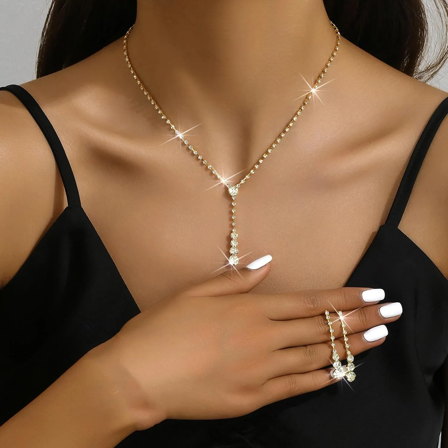 choice of all Wedding Jewelry Set for Brides Bridesmaids Silver Rhinestone Necklace Earrings Bracelet Sets Formal Costume Jewelry Prom Jewelry Sets for Women
