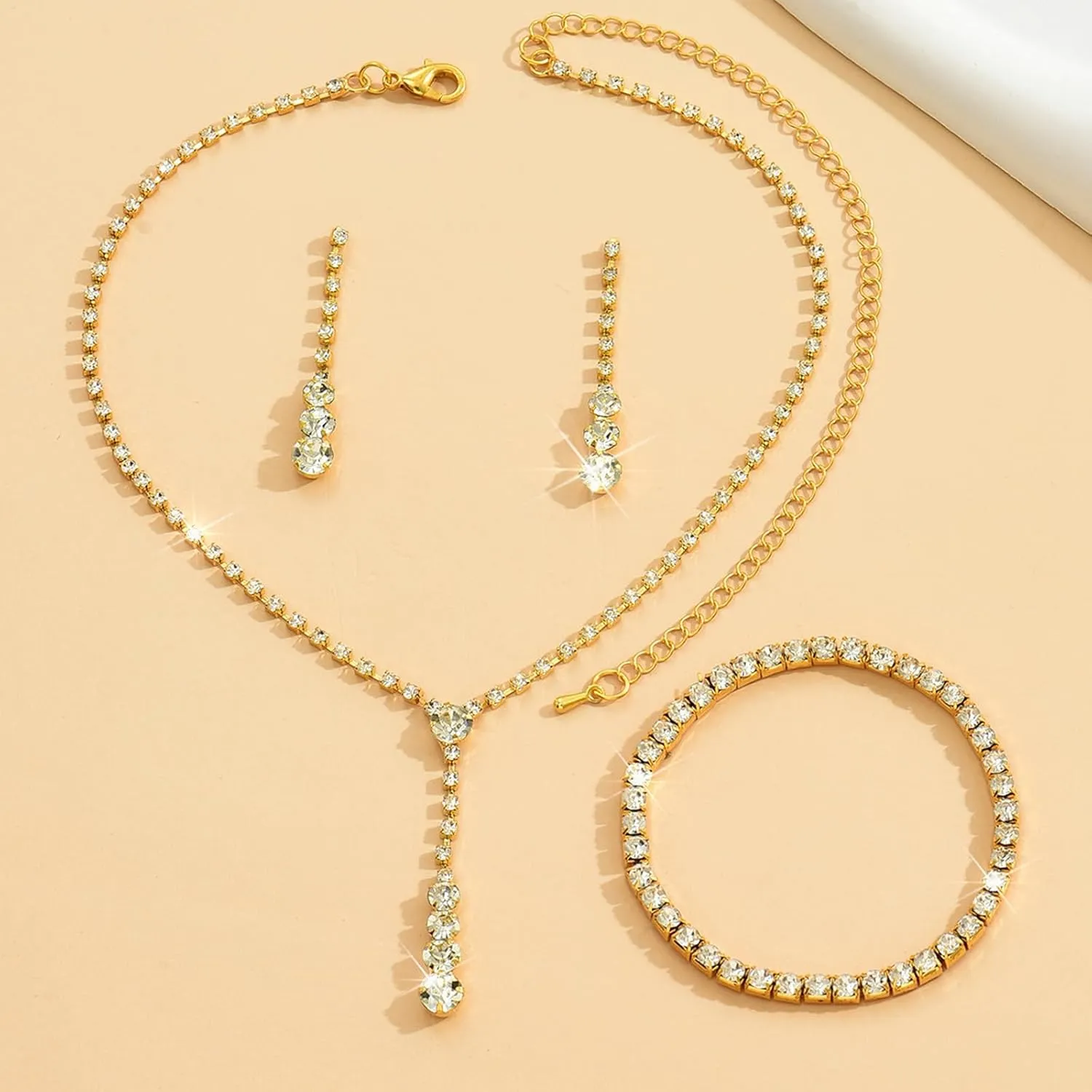 choice of all Wedding Jewelry Set for Brides Bridesmaids Silver Rhinestone Necklace Earrings Bracelet Sets Formal Costume Jewelry Prom Jewelry Sets for Women