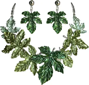 Chunky Leaf Floral Statement Necklace Earring Set Vintage Boho Statement Jewelry Set Drama Bib Collar Jewelry Set for Women Fashion Prom Party Costume Jewelry