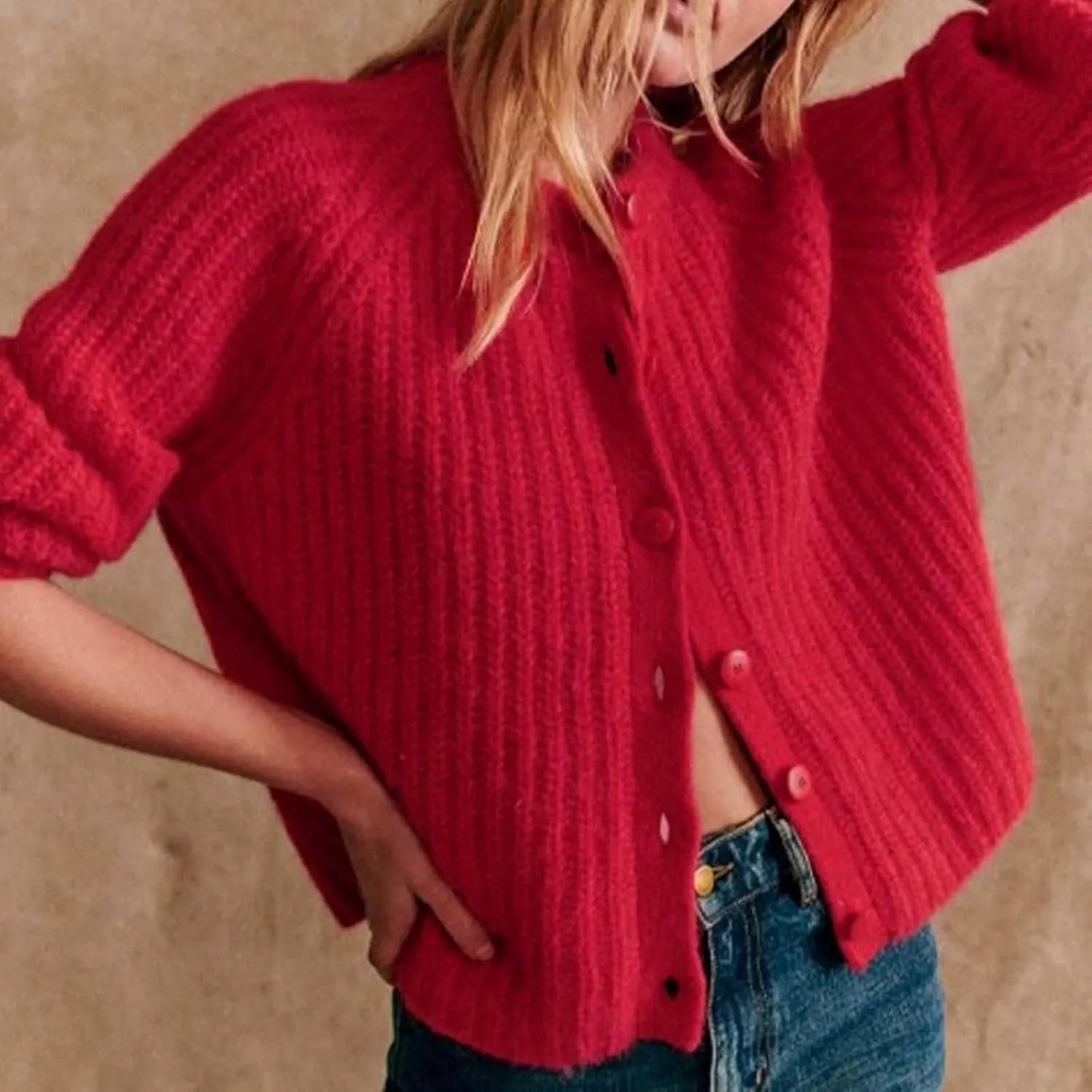 Chunky Sweaters for Women Long Lantern Sleeve Cable Knit Cardigans Sweater Button Down Slouchy Sweaters Outerwear