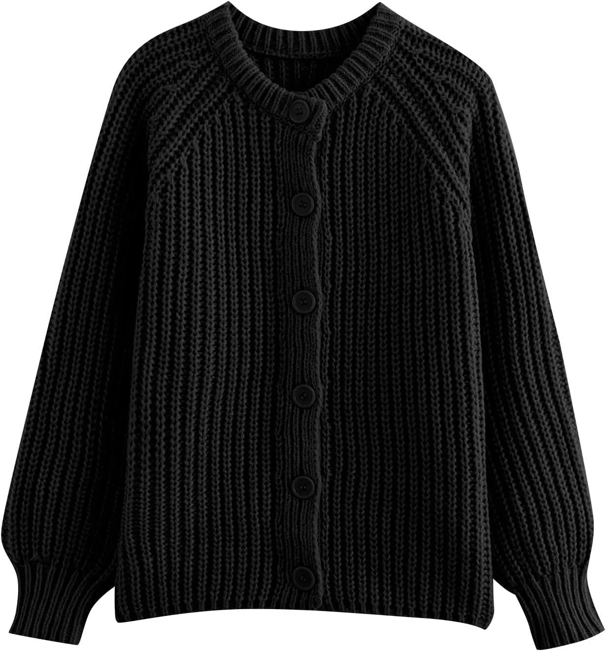 Chunky Sweaters for Women Long Lantern Sleeve Cable Knit Cardigans Sweater Button Down Slouchy Sweaters Outerwear