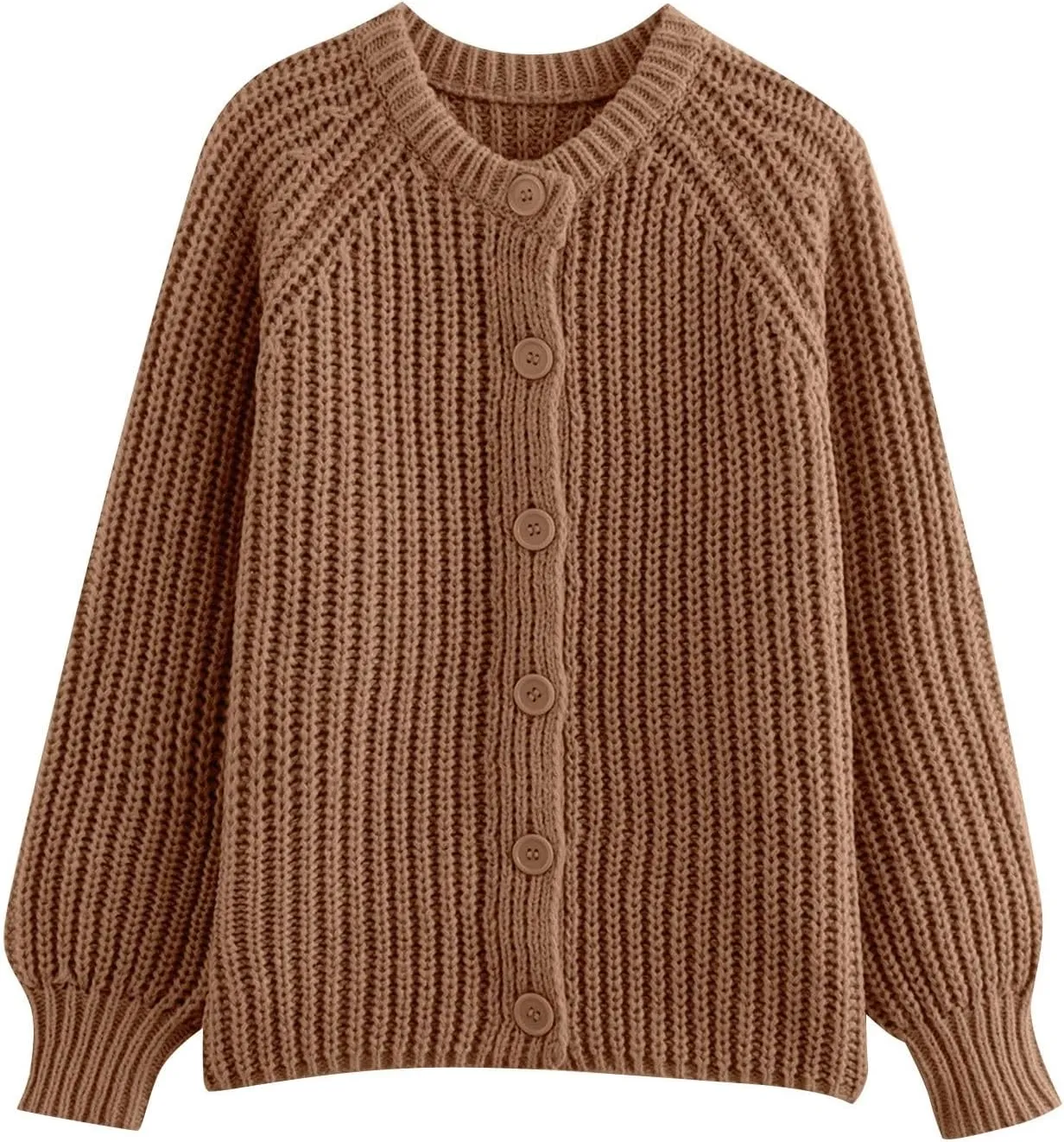 Chunky Sweaters for Women Long Lantern Sleeve Cable Knit Cardigans Sweater Button Down Slouchy Sweaters Outerwear