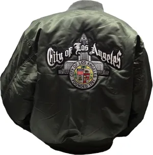 City of Los Angeles Seal Military Flight Jacket 4XL Olive Green