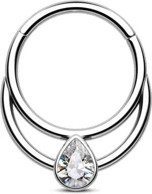 CM Crareesi Mania Double Septum Ring 16G Septum Jewelry 316L Surgical Steel Teardrop Septum Piercing Jewelry Helix Piercing Jewelry Daith Earrings for Women