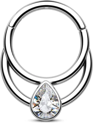 CM Crareesi Mania Double Septum Ring 16G Septum Jewelry 316L Surgical Steel Teardrop Septum Piercing Jewelry Helix Piercing Jewelry Daith Earrings for Women