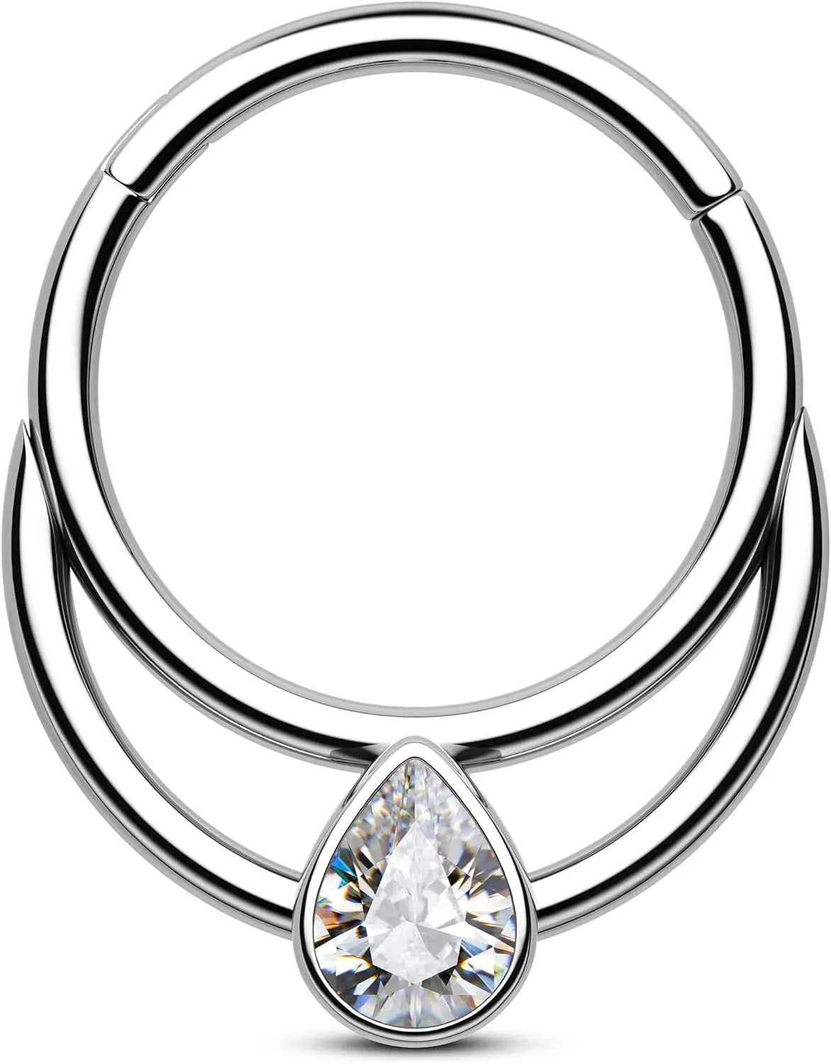 CM Crareesi Mania Double Septum Ring 16G Septum Jewelry 316L Surgical Steel Teardrop Septum Piercing Jewelry Helix Piercing Jewelry Daith Earrings for Women