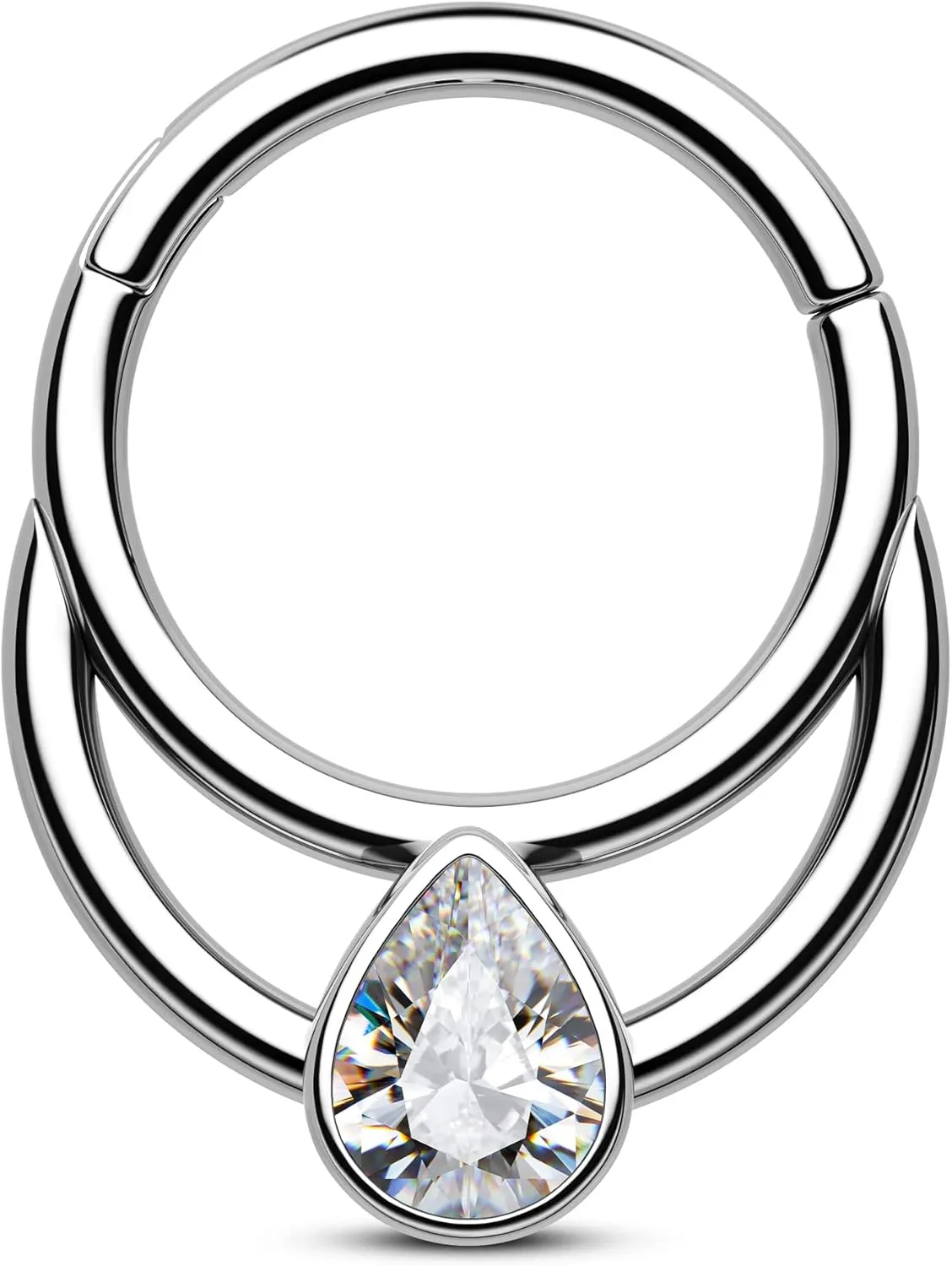 CM Crareesi Mania Double Septum Ring 16G Septum Jewelry 316L Surgical Steel Teardrop Septum Piercing Jewelry Helix Piercing Jewelry Daith Earrings for Women