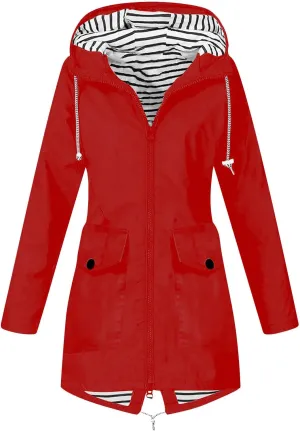 Coat for Women Winter, Women Solid Rain Jacket Rainwear Outdoor Plus Windproof Hooded Active Windbreaker