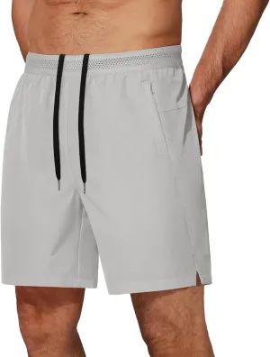 COOFANDY Mens Athletic Running Shorts 7'' Gym Workout Shorts Lightweight Drawstring Training Shorts with Zipper Pockets