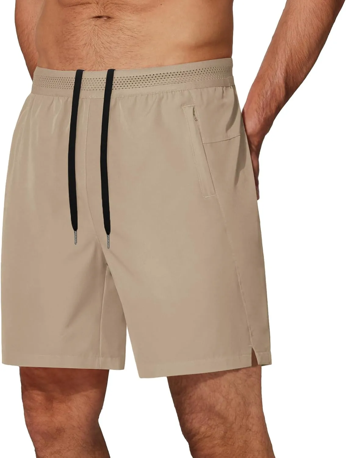 COOFANDY Mens Athletic Running Shorts 7'' Gym Workout Shorts Lightweight Drawstring Training Shorts with Zipper Pockets