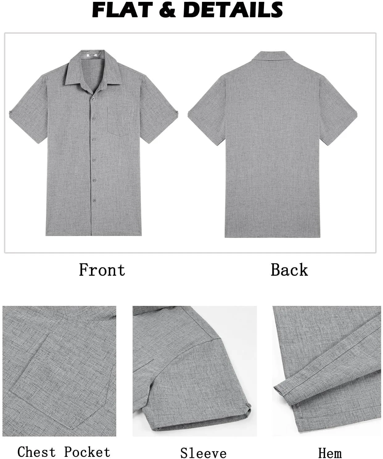 COOFANDY Men's Button Down Shirts Short Sleeve Casual Shirts Summer Beach Linen Shirts with Pocket