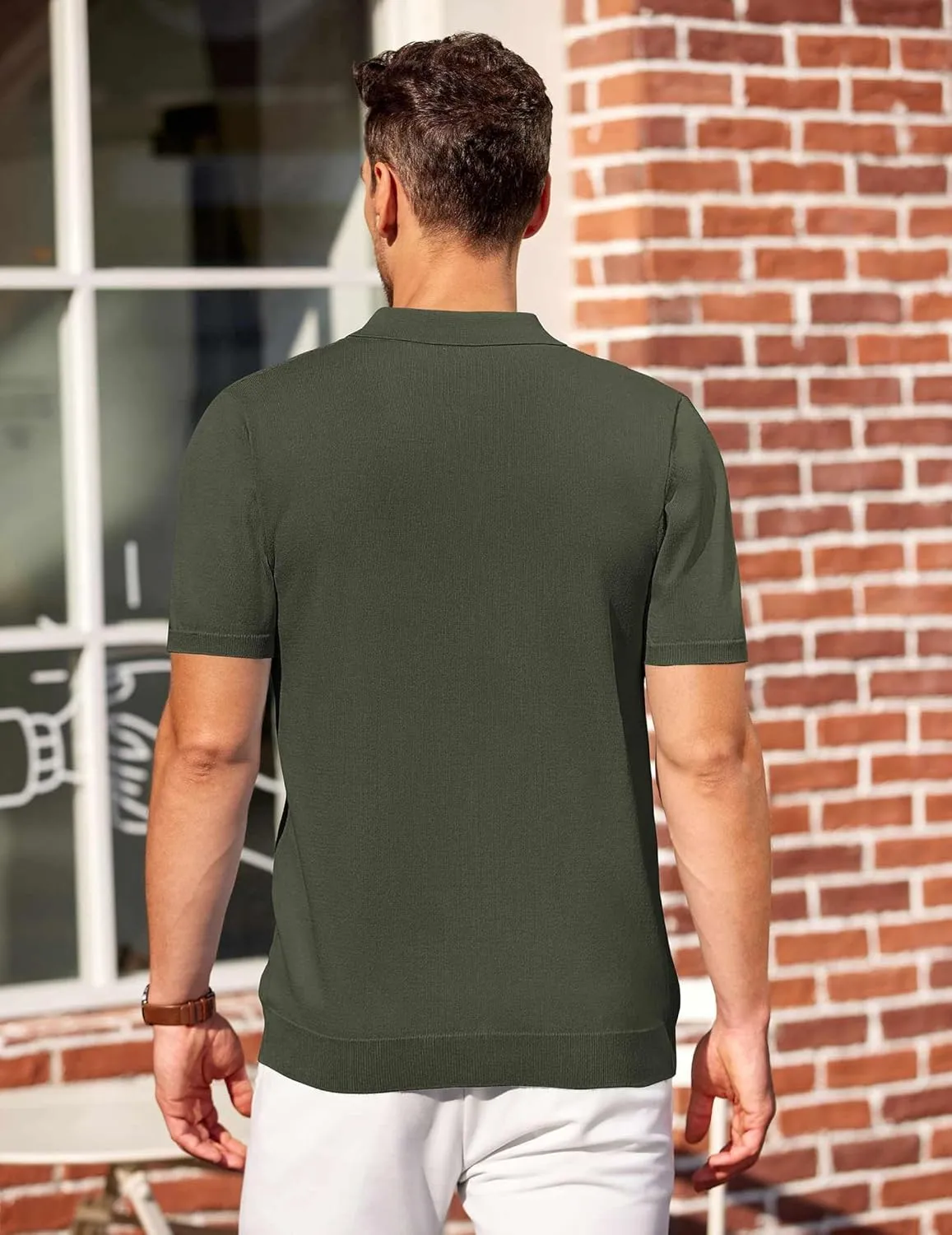 COOFANDY Men's Knit Polo Shirts Short Sleeve Casual Button Down Shirts Vintage Collared Golf Shirts