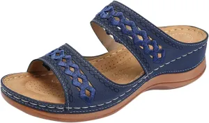 cooki Black Sandals Women Peep Toe Sandals Orthopedic Sandals for Women, Women's Summer Sandals Orthopedic Sandals with Arch Support Flip Flops for Women Wedge Sandals Casual Platform Sandals