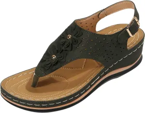 cooki Womens Sandals Comfortable Dressy Orthopedic Sandals for Women Thong T-Strap Casual Summer Arch Support Beach Sandals