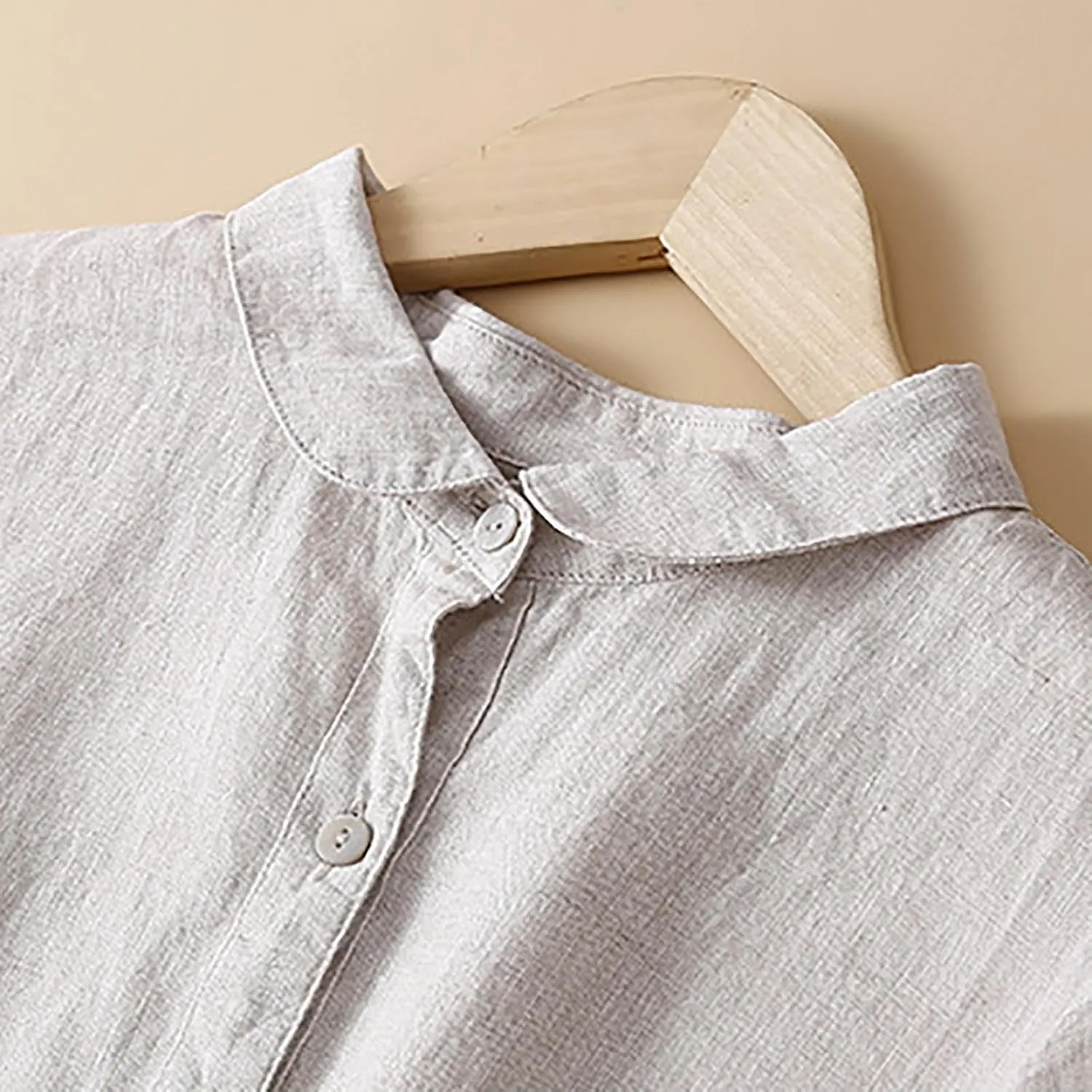 Cotton Linen Dresses for Women Casual Short Sleeve Collared Maxi Dress Spring Vacation Fashion Elegantes Dresses