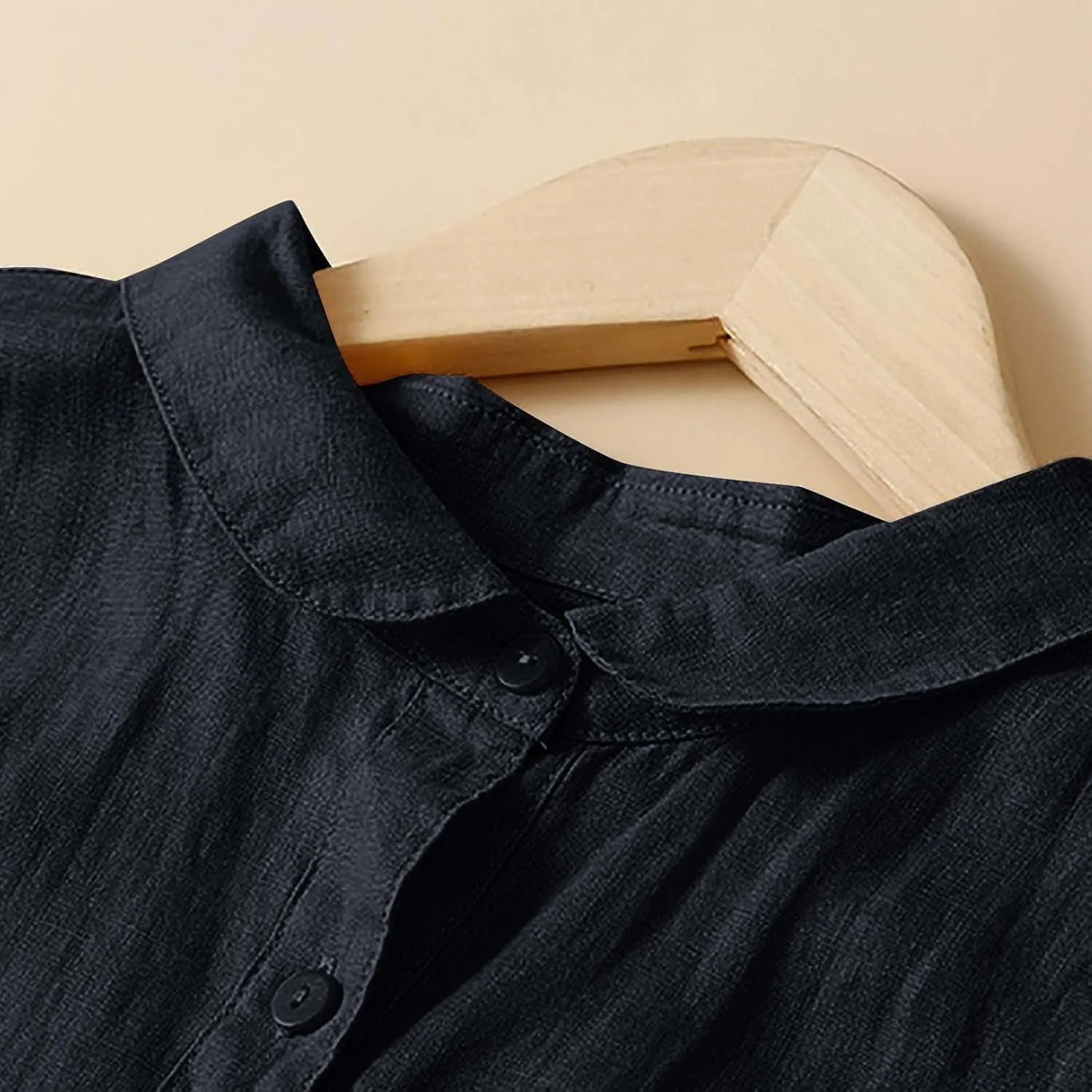 Cotton Linen Dresses for Women Casual Short Sleeve Collared Maxi Dress Spring Vacation Fashion Elegantes Dresses