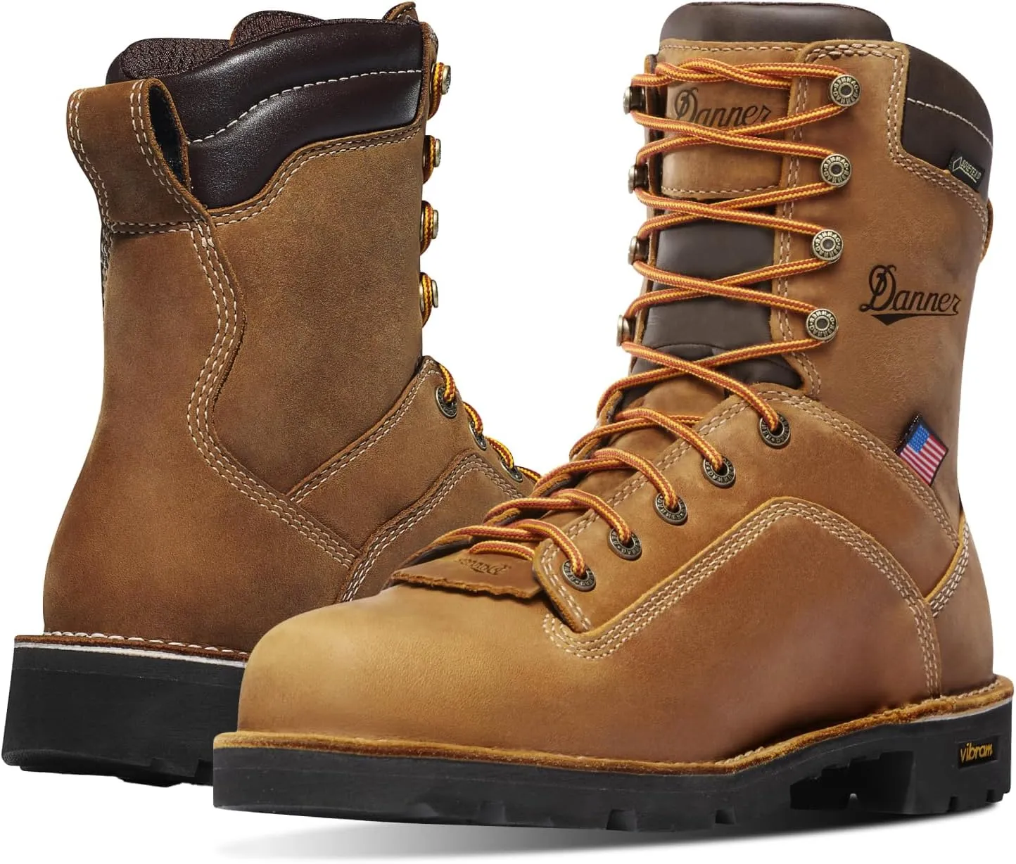 Danner 8 Quarry USA Waterproof Work Boots for Men - Full-Grain Leather with Gore-Tex, 3-Density Cushion Footbed & Traction Heel Outsole, EH Resistant
