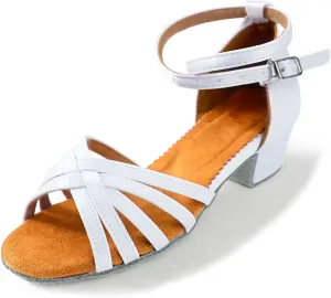 Daydance Tan Girls Latin Dance Shoes Women Low Heels Tango Salsa Ballroom Shoes