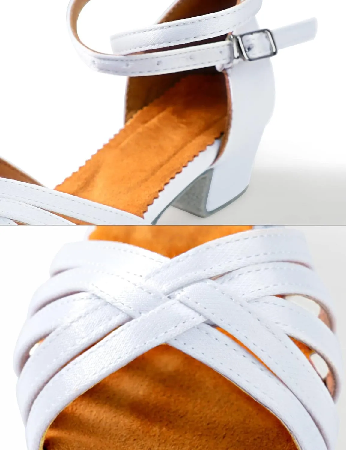 Daydance Tan Girls Latin Dance Shoes Women Low Heels Tango Salsa Ballroom Shoes