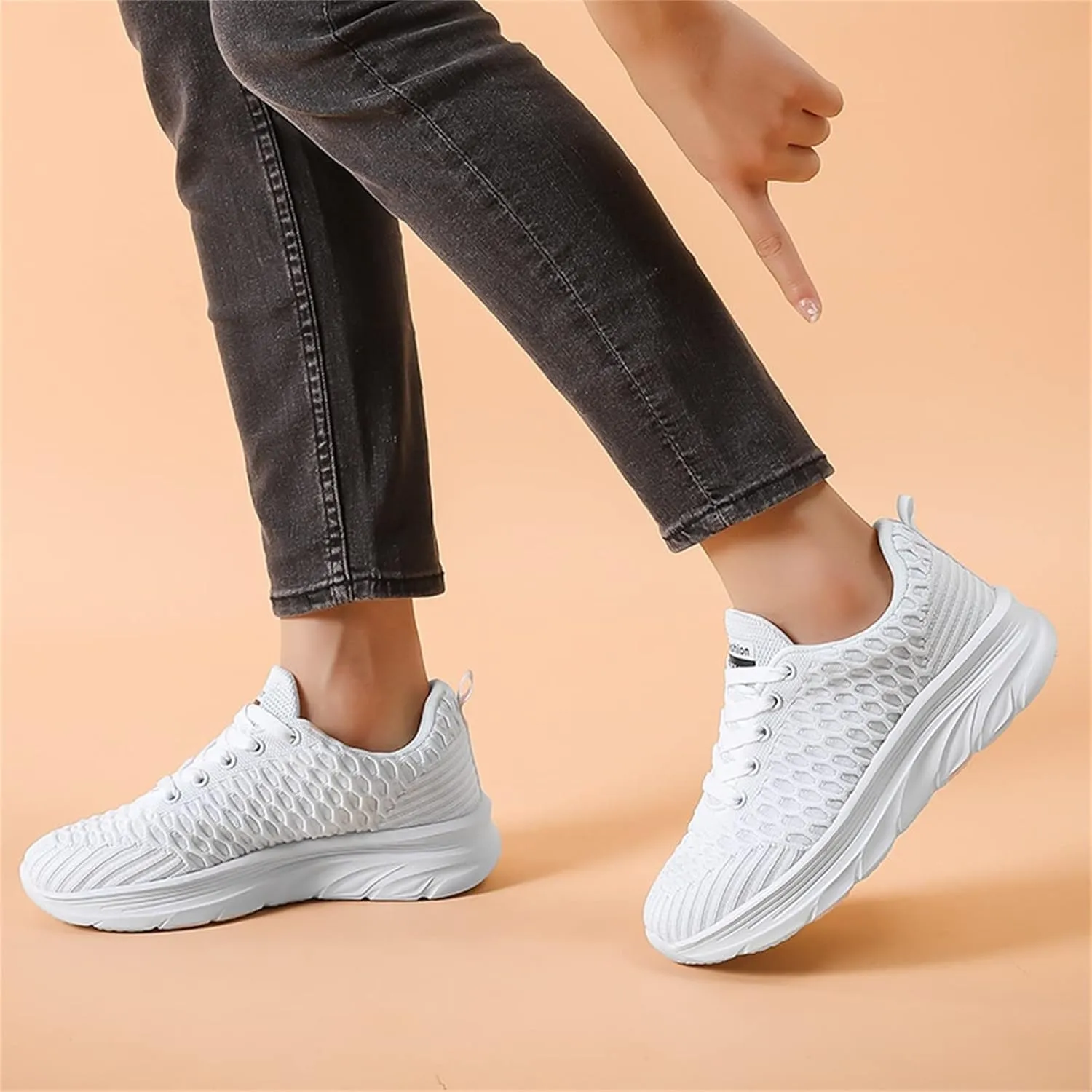 Dheva-C Women's Comfort Slip On Shoes Fashion Orthopedic Sneakers Walking Runing Flat Heel Sneakers Lace Up Shoes Non-Slip Walking Shoes White Athletic Platform Sneakers