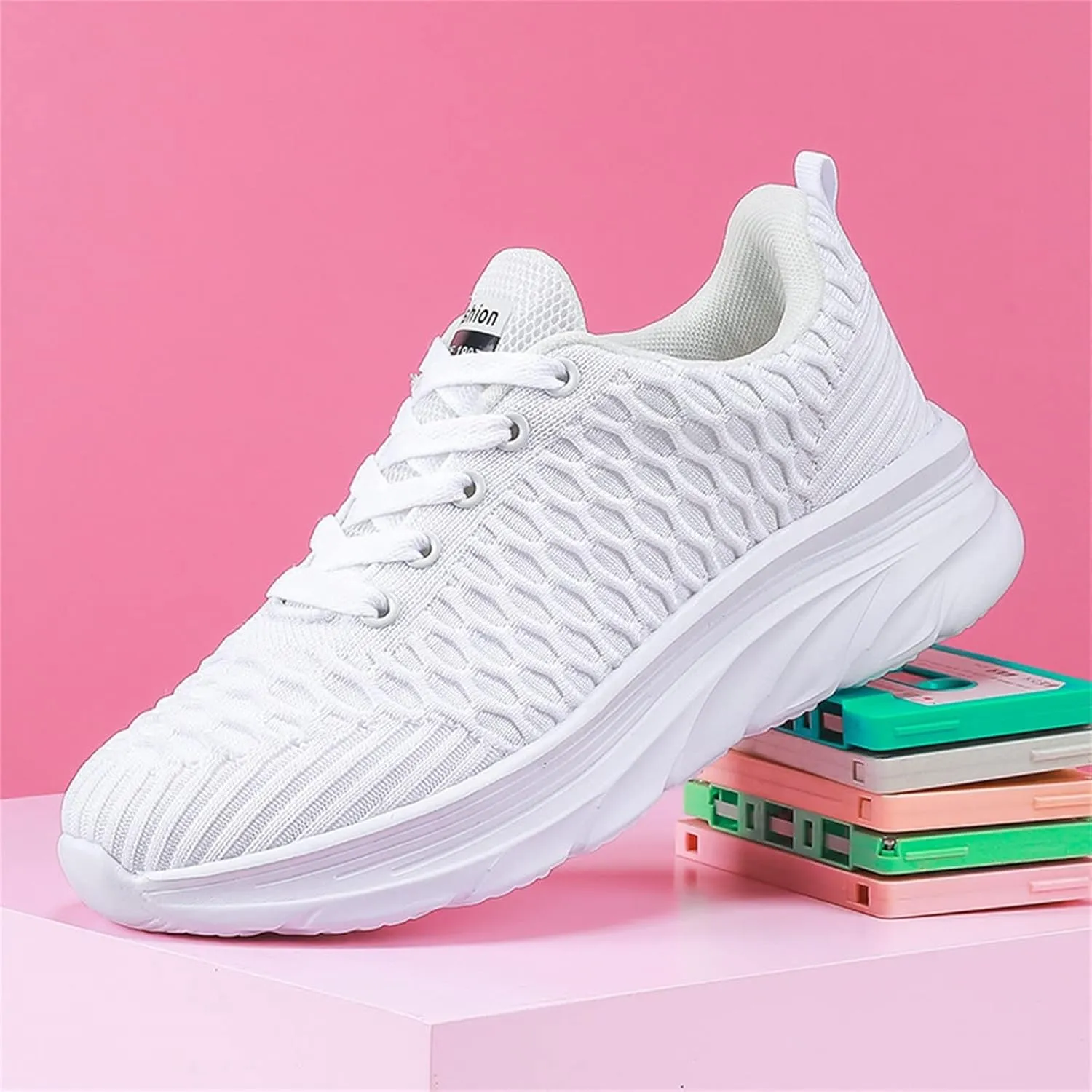 Dheva-C Women's Comfort Slip On Shoes Fashion Orthopedic Sneakers Walking Runing Flat Heel Sneakers Lace Up Shoes Non-Slip Walking Shoes White Athletic Platform Sneakers