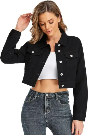 Dilgul Women's Denim Jackets Long Sleeves Button Down Jean Jacket with Pockets