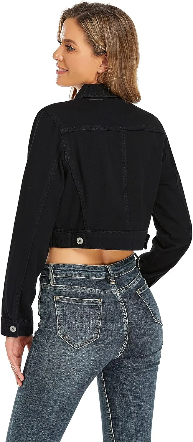 Dilgul Women's Denim Jackets Long Sleeves Button Down Jean Jacket with Pockets